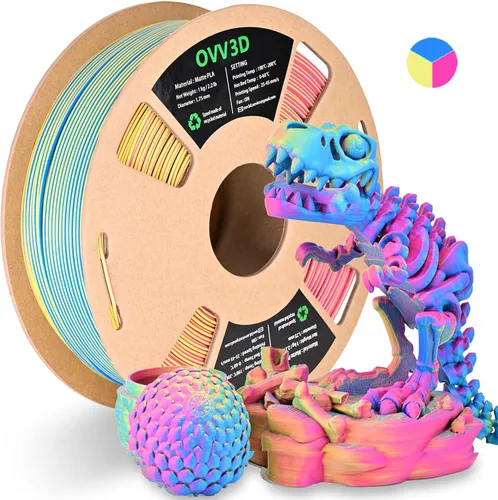 Vista 27 de OVV3D - Filamento PLA para impresora 3D de 8.82 oz x 4 bobinas, PLA Transparente Pla Multicolor
