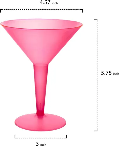 Vista 2 de Party Essentials Vasos de Martini de plástico duro de dos piezas de 8 onzas, rosa neón, 10