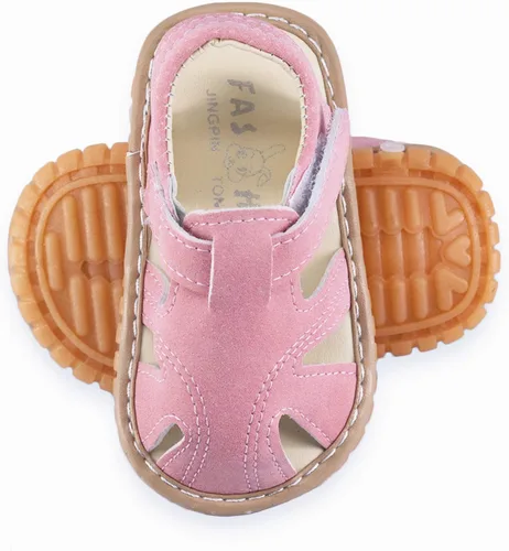 Vista 2 de WILLFUN Sandalias chirriantes de verano para bebé, niño, niña, suela de goma de primera calidad, puntera cerrada, antideslizantes, zapatos