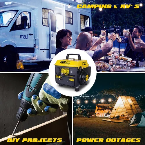 Vista 7 de Aceup Energy - Generador a gasolina de 1000 W, pequeño, portátil, para campamento, ultraligero, cumple con las normativas de la EPA y la CARB