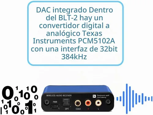 Vista 5 de BluDento BLT-2 True Hi-Fi Bluetooth v5.1 Receptor de audio, TI DAC integrado para salida RCA estéreo analógica, rango de trabajo mejorado, salidas