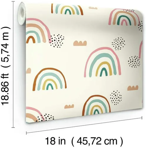 Vista 6 de RoomMates RMK11730RL Taupe Rainbow's End Peel and Stick Wallpaper