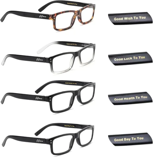 Vista 8 de Paquete de 5 lentes de lectura con bloqueo de luz azul para mujeres y hombres, lentes de computadora antirrayos azules con radiación deslumbrante, A