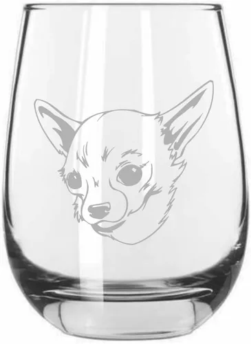 Vista 153 de Shar Pei (chino) - Vaso de vino sin tallo grabado para perro, 15.25 onzas