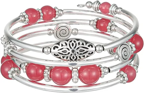 Vista 8 de FULU AUTUMN Pulseras apilables con cuentas para mujer, pulsera bohemia de plata envolvente, joyería de moda en capas, regalos para ella 17-negro