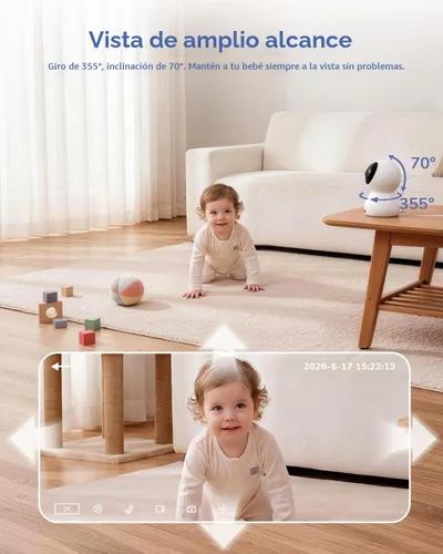 Vista 16 de WiFi Baby Monitor with 6.5" Touchscreen, 4MP Camera, 5X Zoom White