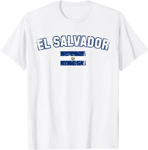 Vista 58 de EL SALVADOR Bandera Vintage Hombres Mujeres Niños Camiseta EL SALVADOR