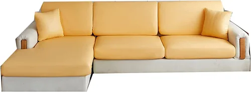 Vista 10 de Fundas de cojín impermeables para sofá, fundas de cojín de piel sintética para sofá en forma de L, protector de muebles para niños, funda de asiento