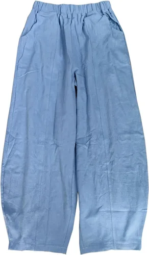 Vista 17 de Pantalones de lino y algodón holgados para mujer, con cintura elástica para relajarse. Pantalones estilo harén Verde militar