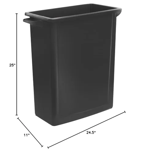 Vista 2 de Cubo de basura rectangular de plástico negro de 16 galones, perfecto para cocina, oficina