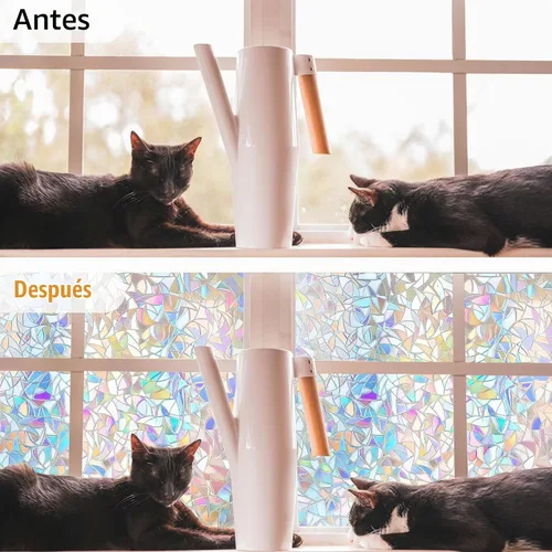 Vista 3 de Hilarious - Película de privacidad arcoíris para ventana, vinilo para ventanas manchadas, calcomanías decorativas 3D removibles, película tintada