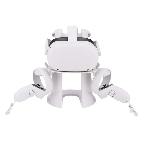Vista 2 de GOMRVR design VR Stand Compatible with Oculus Quest 2 Quest Rift S Valve Index Headset and Touch Controllers AccessoriesWhite