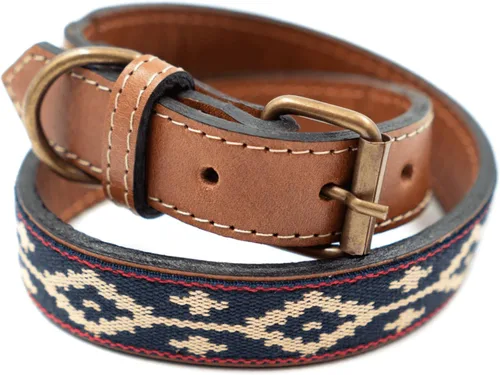 Vista 8 de GauchoLife Collar Polo de cuero para perro Guarda Pampa (Azul, XS)
