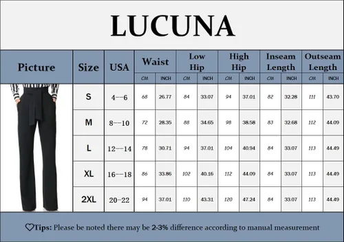 Vista 6 de Lucuna Pantalones de vestir para mujer, cintura alta, pierna ancha, pantalones de trabajo, pantalones casuales para oficina, negocios