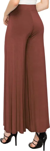 Vista 119 de Made By Johnny Pantalones palazzo elásticos de pierna ancha para mujer, lisos, casuales, cómodos