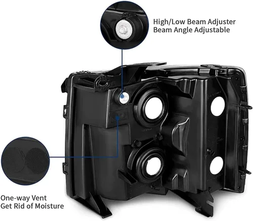 Vista 8 de Juego de montaje de faros compatible con Chevy Silverado 1500 2007 2008 2009 2010 2011 2012 2013, Silverado 2500HD 3500 07-14, faro con arnés