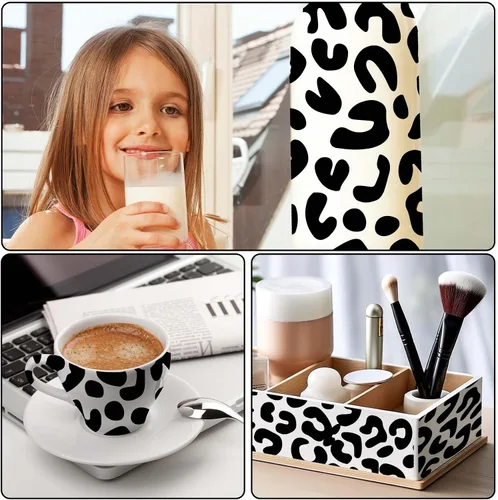 Vista 5 de Adhesivo decorativo de pared de leopardo, 2 calcomanías con estampado de leopardo, calcomanías autoadhesivas de leopardo para paredes, despegar