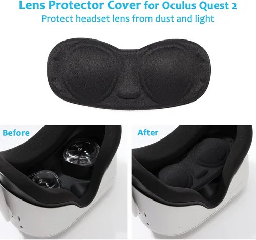 Vista 5 de VR Silicone Cover Set for Quest 2, VR Shell Protector Cover+Silicone Face Cover+Lens Protector +Controller Grips Cover+Thumb Button Cap+Cleaning