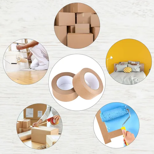 Vista 7 de WANBAO 1 Rollo de Cinta de Papel Kraft Marrón 2 Pulgadas x 55 Yardas para Cajas de Embalaje, Sellado de Cajas de Cartón, Uso de Embalaje