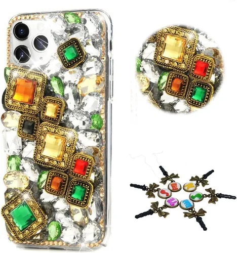 Vista 8 de Sparkle - Funda compatible con Samsung Galaxy A14 5G, elegante funda 3D hecha a mano con diamantes de imitación de estrella musical, diseño