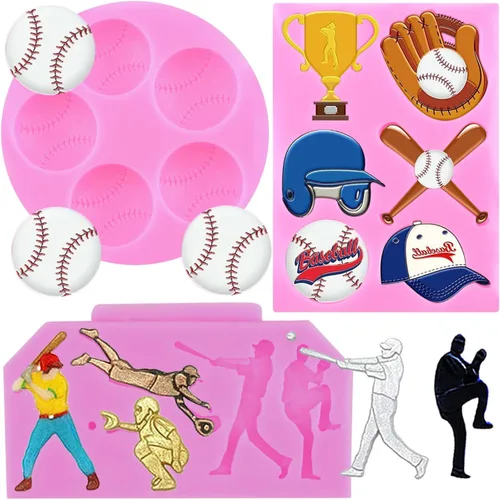 Vista 9 de Mujiang Moldes de silicona para baloncesto Deportes Tema Fondant Moldes Set Estilo a