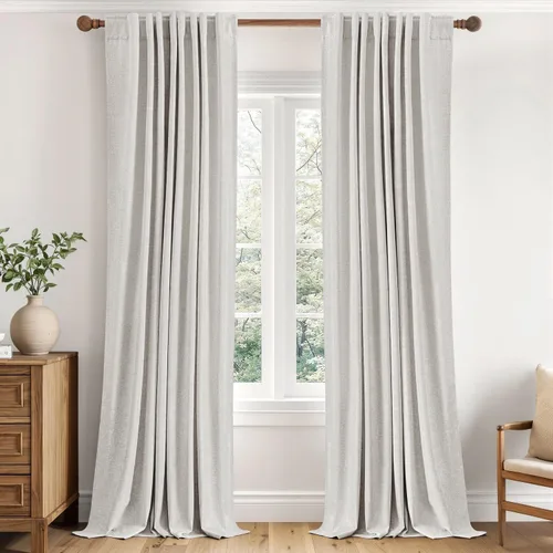 Vista 17 de MIULEE Cortinas de lino 100% opacas para dormitorio, 40 pulgadas de ancho x Marrón Oscuro