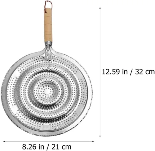 Vista 3 de DOITOOL Difusor de calor de cocina de hierro fundido con mango de madera, placa difusora de inducción, bandeja de descongelación rápida, adaptador