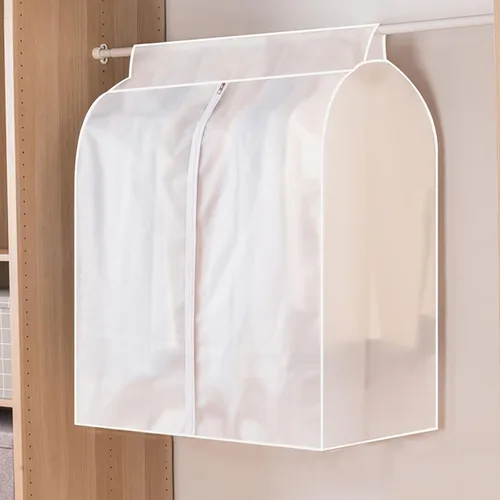 Vista 12 de Funda transparente para colgar ropa, transpirable y a prueba de humedad, a prueba de polvo y arrugas, capacidad gruesa, adecuada para perchas