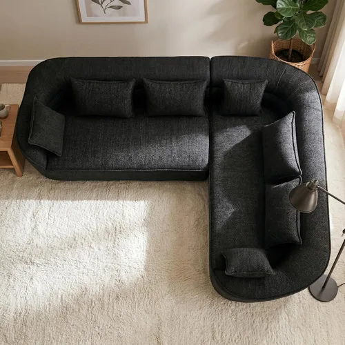 Vista 2 de OUYESSIR Sofá modular de gran tamaño de 111 pulgadas para sala de estar, sofá moderno de felpilla de lujo de 4 plazas, asiento extra profundo, sofá