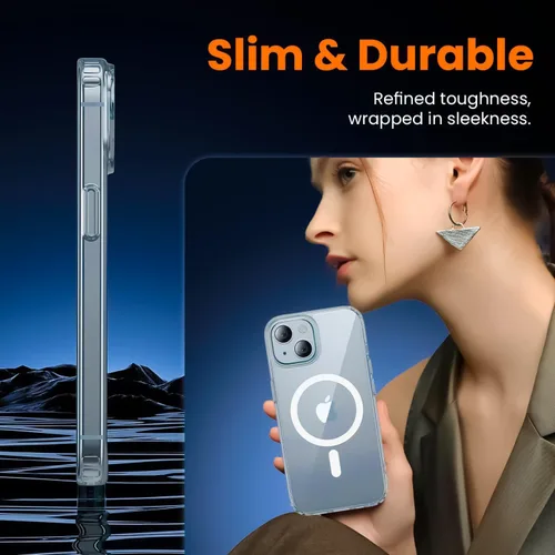 Vista 4 de Funda de privacidad para iPhone 14, funda magnética transparente con protector de pantalla de privacidad y protector de cámara