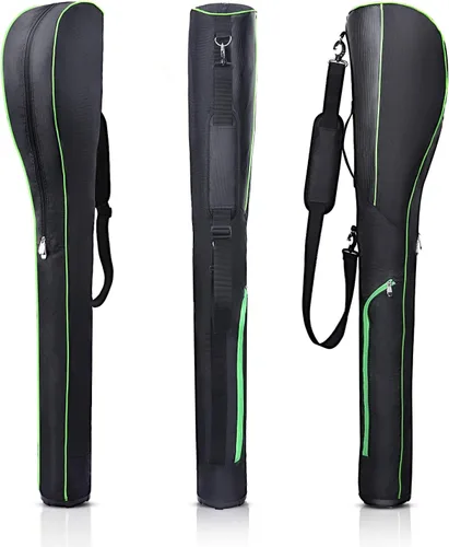 Vista 2 de Estuche de viaje para palos de golf, bolsa plegable con base dura, para práctica de campo de práctica, ligera, bolsa de transporte para 7 clubes