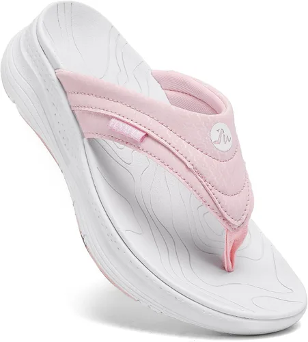 Vista 9 de Chanclas de plataforma ortopédicas para mujer con soporte de arco, sandalias de pata de gallo cómodas para recuperación, para caminar, con cierre
