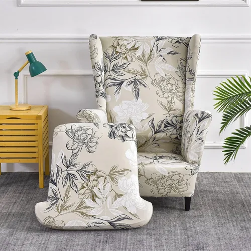 Vista 51 de Eco-Ancheng Funda para silla Wingback, 2 piezas, respaldo de ala, fundas de elastano para sillón con respaldo de ala, fundas para sillón con parte