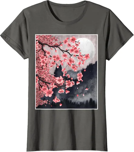 Vista 8 de Sakura - Camiseta japonesa de cerezo en flor japonesa, Negro, S