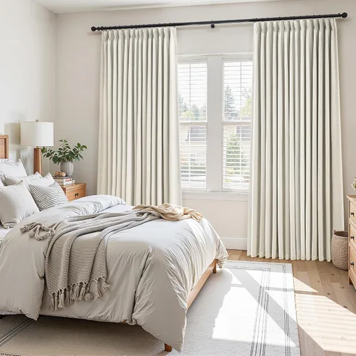 Vista 4 de Nanspring Cortinas plisadas de lino 100% opacas de 96 pulgadas de largo Natural