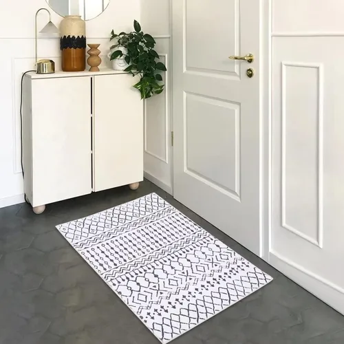 Vista 17 de COZYLOOM Tapete geométrico bohemio de 2 x 4 pulgadas, lavable a máquina, vintage, de felpilla marroquí, para interiores, antideslizante, cocina