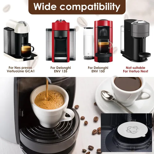Vista 8 de 5 cápsulas de café reutilizables Vertuo, cápsulas de café recargables, compatibles con máquina de café Nespresso Ver0tuo, con 2 cápsulas de café