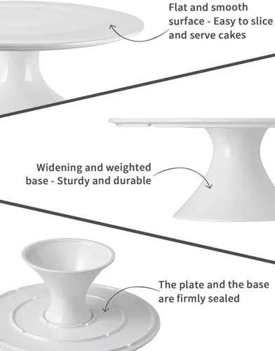 Vista 3 de Kanwone Soporte pequeño de porcelana de 8 pulgadas para tartas, plato de postre, soporte para tartas para fiestas, baby shower, soporte