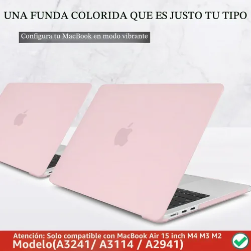 Vista 3 de CISSOOK Funda rosa bebé para MacBook Air de 15 pulgadas lanzamiento 2023 2024 2025, cubierta rígida de plástico rosa tiza con cubierta de teclado