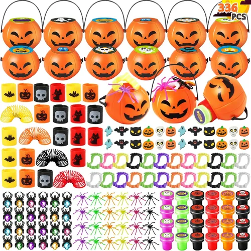 Vista 9 de Paquete de 24 calabazas de Halloween con juguete para niños