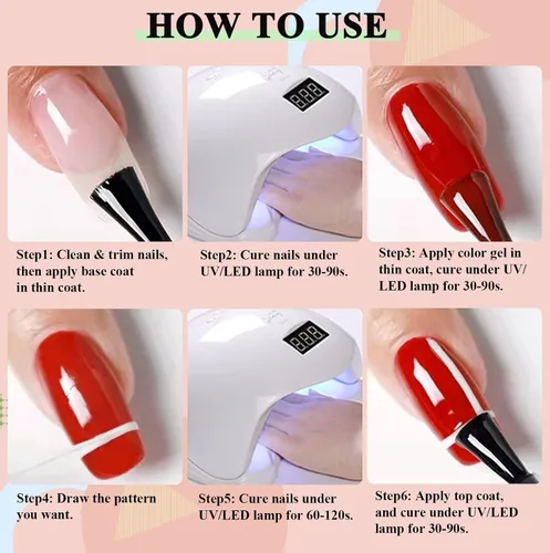 Vista 5 de Vnicesli Esmalte de gel blanco para arte de uñas, pintura de gel para uñas en espiral, pincel fino para arte de uñas en bolígrafos de gel, pintura