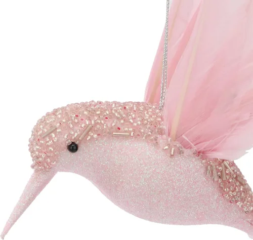 Vista 3 de Decoración de Navidad, adornos falsos de colibrí, adornos de Navidad colgantes de cristal con purpurina artificial, decoración de colibrí volador