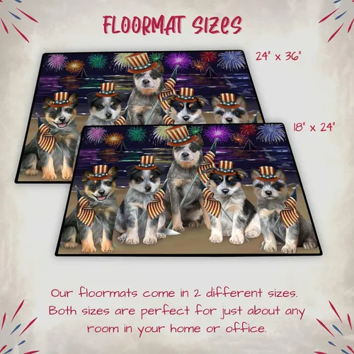Vista 6 de Doggie of the Day Blue Heeler Dogs Floor Mat - 4th of July Independence Day - Best Dog Doormat - Protector Decor - Unique Portrait Art - Premium