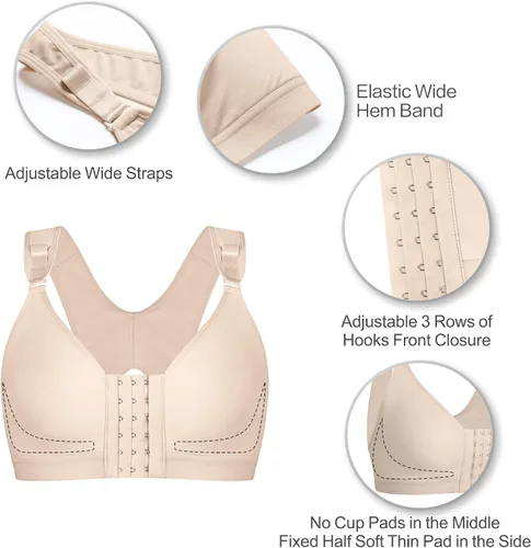 Vista 3 de SHAPERX Sujetador deportivo con cierre frontal para mujer