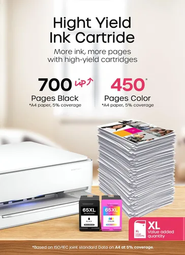 Vista 3 de 65XL 65 cartuchos de tinta de color negro de alto rendimiento de repuesto para HP Ink 65 HP65XL para cartuchos de tinta HP Deskjet 3755 Envy 5055
