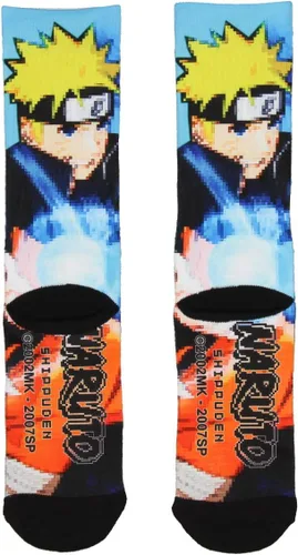 Vista 2 de Calcetines sublimados de Naruto Part II Shippuden Pixel Character All Over, Multi colorido