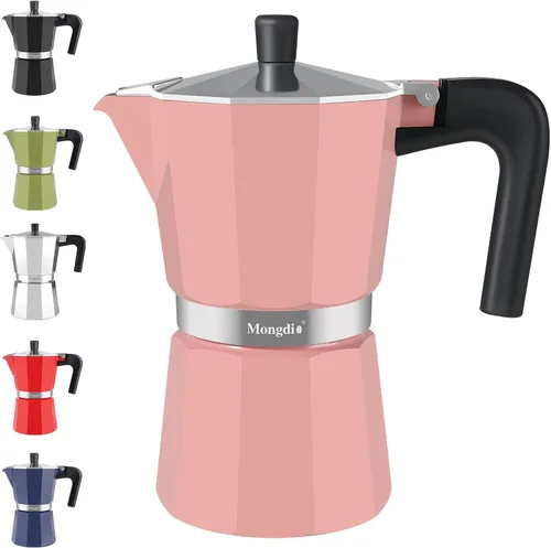 Vista 19 de Mongdio - Cafetera de café espresso para estufa Moka, Cafetera Cubana para estufa, Cafetera Mocha Greca Italiana, para 6 tazas de espresso, 10 onzas