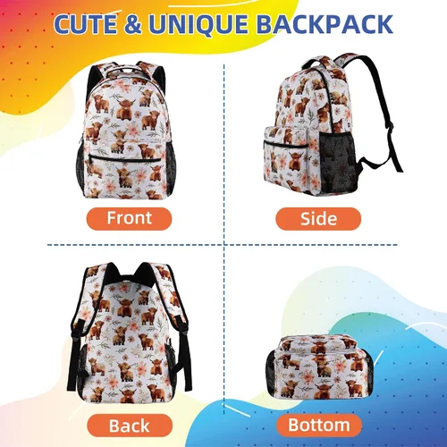 Vista 2 de Mochila para niñas y niños, bolsas de libros de escuela secundaria primaria para adolescentes y niños, mochilas grandes para laptop de viaje