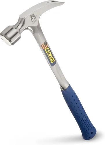 Vista 14 de ESTWING Martillo de Encofrado - 22 oz Mango Largo Garra Recta de Desgarre con Cara Lisa y Agarre de Reducción de Impactos - E3-22S Made in USA