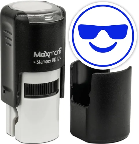 Vista 100 de MaxMark Sello de Emoji Autoentintado Redondo - Enojada - Tinta Negra